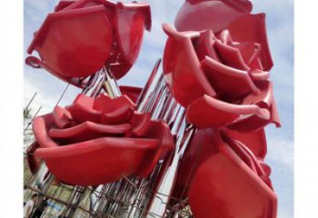 牡丹花雕塑制造，街景小品，花朵牡丹花雕塑廠家