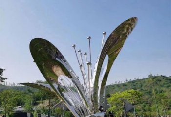 百合花雕塑訂做廠家，景區雕塑，不銹鋼百合花雕塑定價