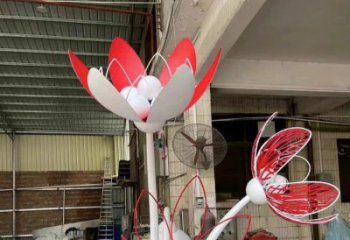 烤漆百合花雕塑供應，花園小品，不銹鋼百合花雕塑展品