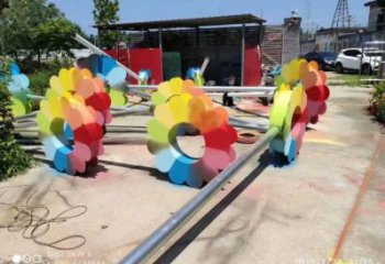 金銀花雕塑定價，街頭雕塑，不銹鋼金銀花雕塑制作廠家