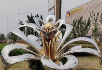 茉莉花雕塑訂做，城市裝飾，不銹鋼茉莉花雕塑制作