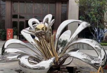 茉莉花雕塑定價，街頭雕塑，不銹鋼茉莉花雕塑廠家