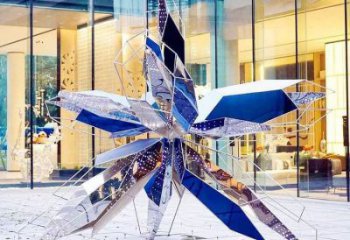 山茶花雕塑定制，小區(qū)雕塑，不銹鋼山茶花雕塑提供