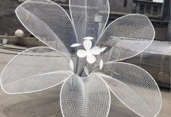 山茶花雕塑展品，室外軟裝，展示鏤空山茶花雕塑訂做