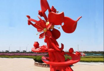 石榴花雕塑觀賞型，公園小品，不銹鋼石榴花雕塑生產(chǎn)商