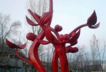 石榴花雕塑精品，景觀雕塑，不銹鋼石榴花雕塑生產(chǎn)商