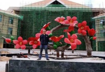 桃花雕塑供需，美陳雕塑，仿真桃花雕塑廠家承接