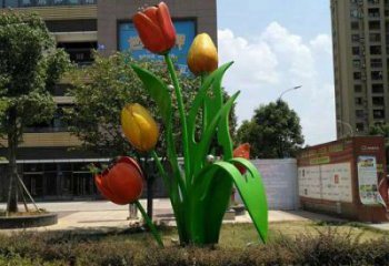 郁金香景觀雕塑精品，小區(qū)雕塑，不銹鋼郁金香雕塑提供