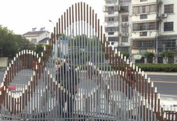 城市假山雕塑，網格體育雕塑，古銅效果