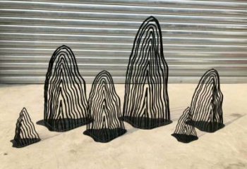 園林假山雕塑，噴漆景觀雕塑，網格形式