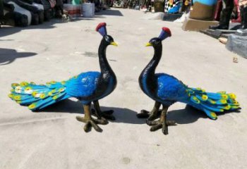 彩繪孔雀雕塑承接，景區案例，仿真孔雀雕塑制作