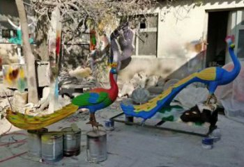 彩繪孔雀雕塑觀賞型，廣場系列，仿真孔雀雕塑優(yōu)選