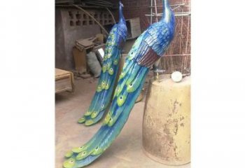 彩繪孔雀景觀批發(fā)，景觀雕塑，仿真孔雀雕塑定價
