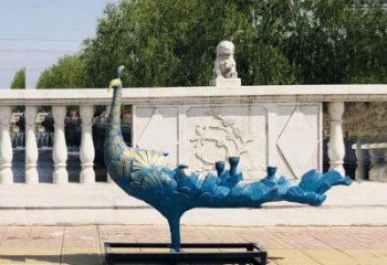 彩繪孔雀雕塑批發(fā)，靜態(tài)雕塑，仿古孔雀雕塑生產(chǎn)商