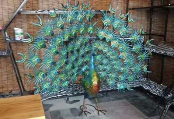 孔雀開(kāi)屏雕塑廠家，彩繪仿真造型，不銹鋼孔雀雕塑