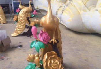 制造孔雀雕塑展品，黃銅材質，銅孔雀雕塑廠家常用