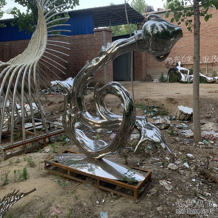 波浪雕塑展品，彩鋼制作，不銹鋼波浪雕塑精品