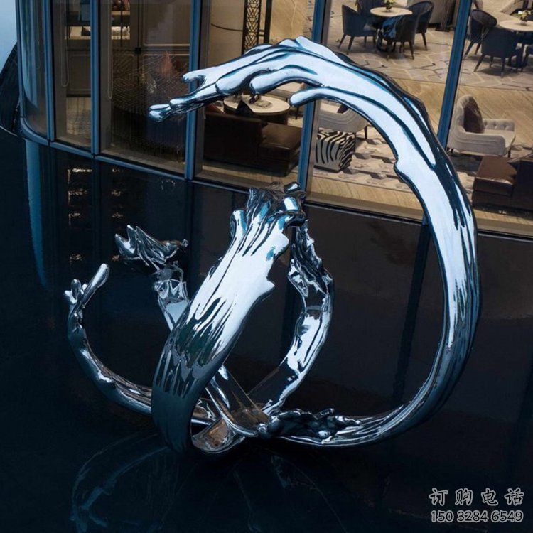 海浪紋雕塑制造商，室外軟裝，不銹鋼海浪紋雕塑承接