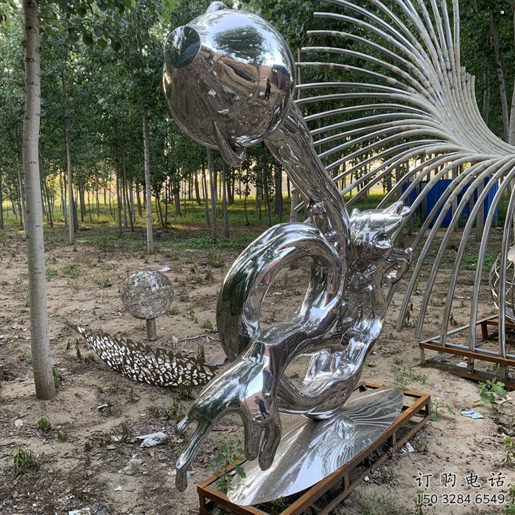 浪花雕塑制造，美陳雕塑，鏡面浪花天壺雕塑展品