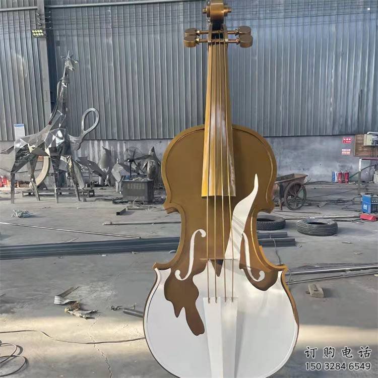 大提琴雕塑展品，室外軟裝，展示不銹鋼大提琴雕塑訂做