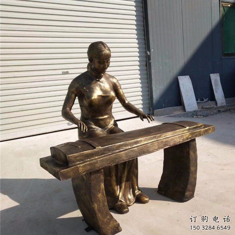 彈古箏雕塑承接，景區案例，民俗人物雕塑承接