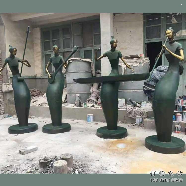 彈古箏雕塑供求，村標概念，民俗人物雕塑制作承接