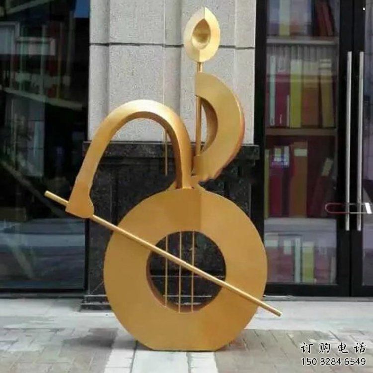 提琴雕塑點擊，多彩藝術，不銹鋼提琴雕塑訂做承接