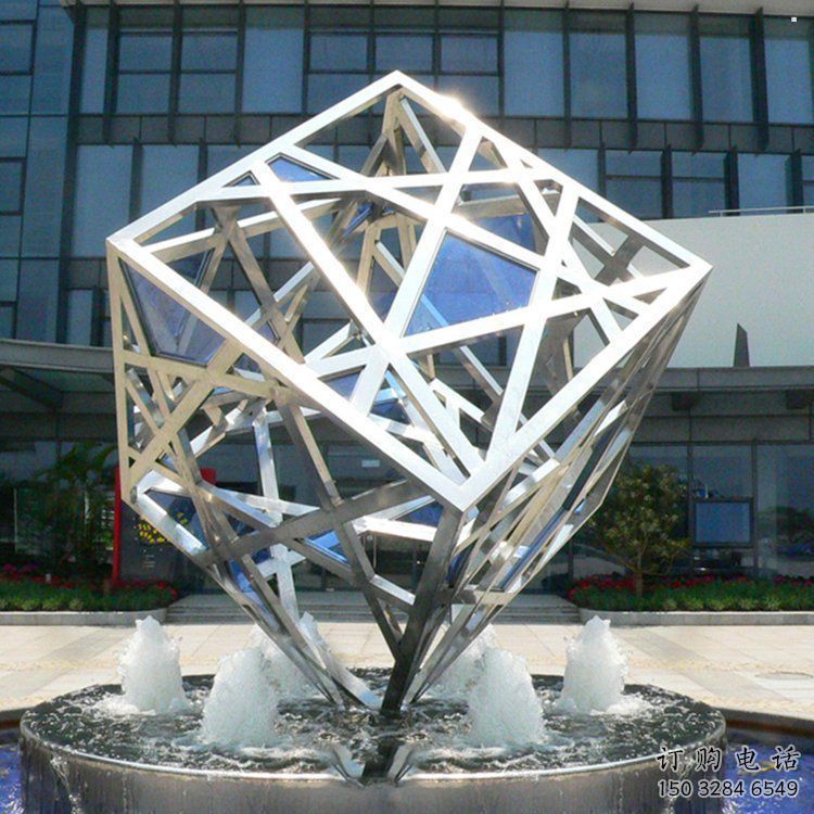 方塊雕塑特供，噴泉雕塑，不銹鋼方塊雕塑優選