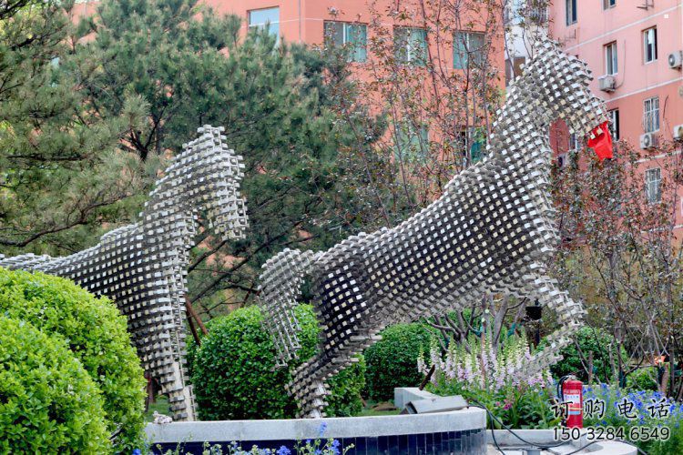 方塊馬雕塑標準，陸地擺件，戶外方塊馬雕塑定制