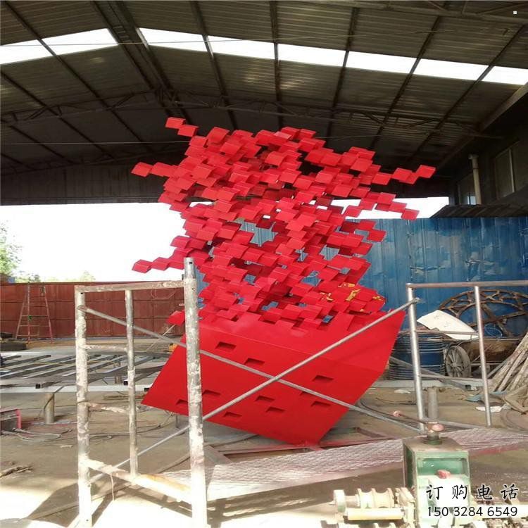 立方體雕塑點擊，城區小品，園林鏤空立方體雕塑承接