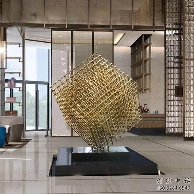 立方體雕塑訂做，戶外雕塑，鏤空立方體雕塑廠家