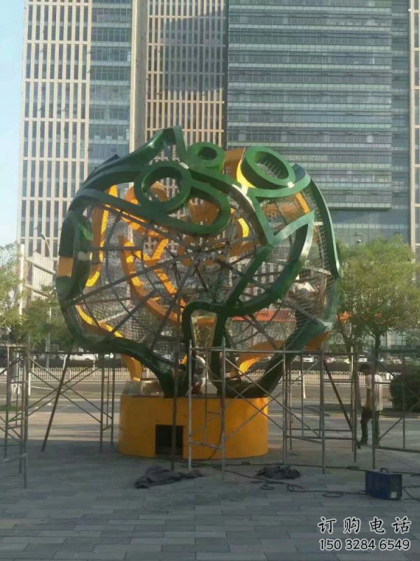 鏤空球雕塑精選，廣場系列，烤漆鏤空球雕塑廠家