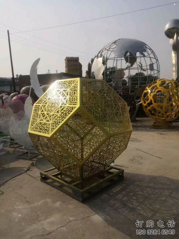 棱面球雕塑精選，室外雕塑，鏤空棱面球雕塑選定