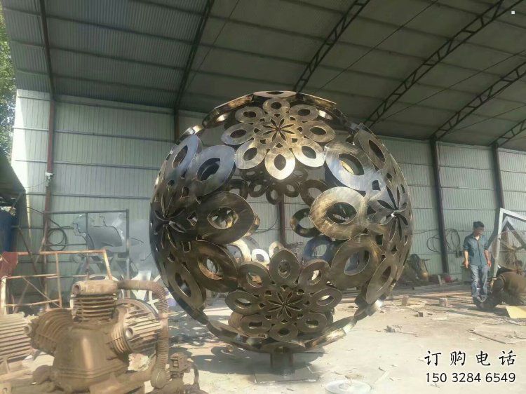 球體雕塑供應，花園小品，不銹鋼球體雕塑展品