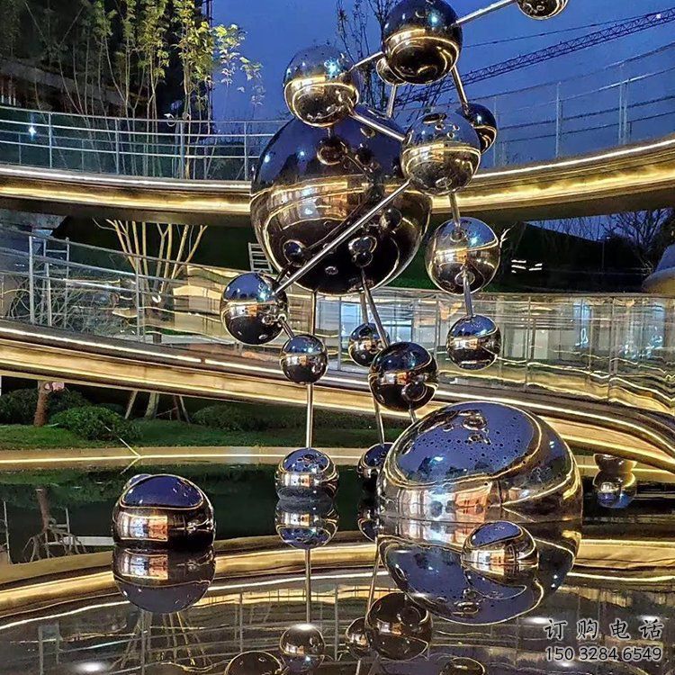 分子球雕塑優選，小區擺件，不銹鋼分子球雕塑生產商