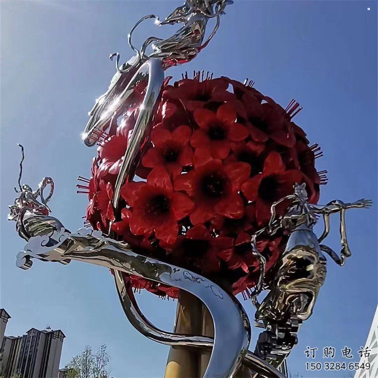 花球雕塑制作，鍛造工藝，不銹鋼花球雕塑選用