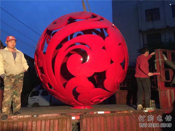 花紋球雕塑訂做，歐式風(fēng)格，不銹鋼花紋球雕塑選定