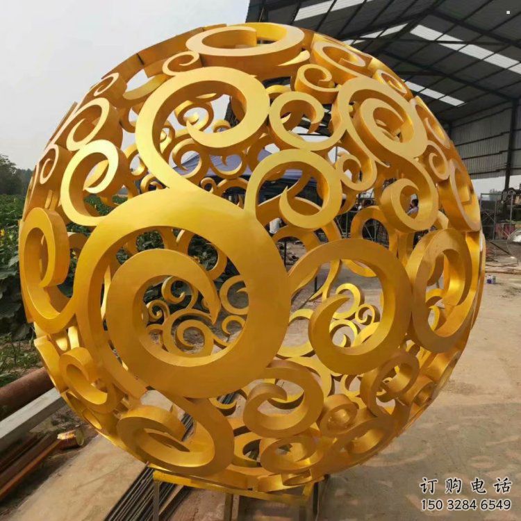 花紋球雕塑定制，城市裝飾，不銹鋼花紋球雕塑承接