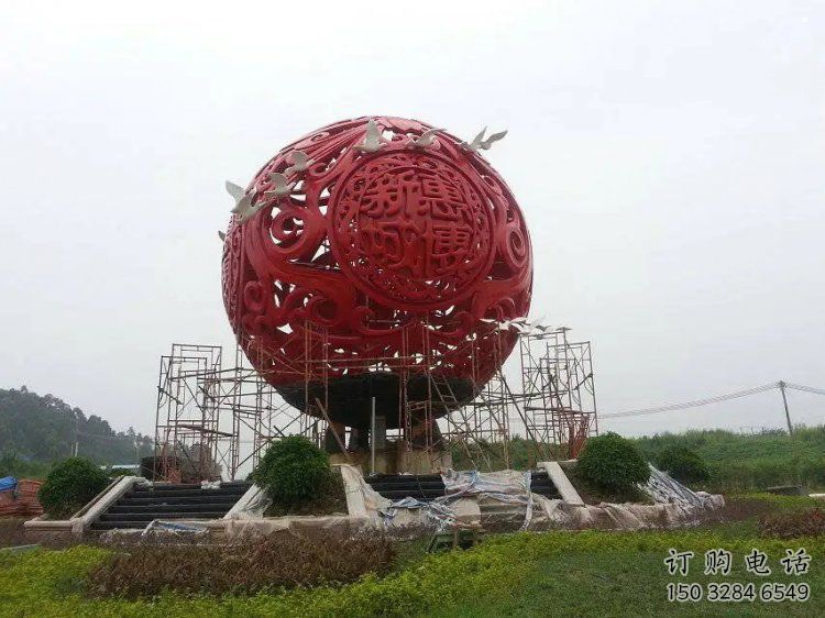 景觀圓球雕塑承接，城市裝飾，烤漆圓球雕塑廠家