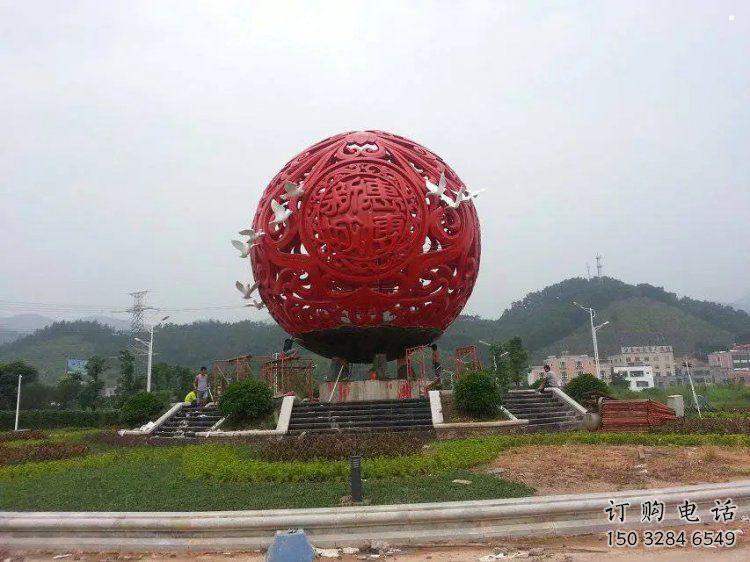 圓球雕塑訂做，街道標(biāo)識(shí)，烤漆圓球雕塑定做
