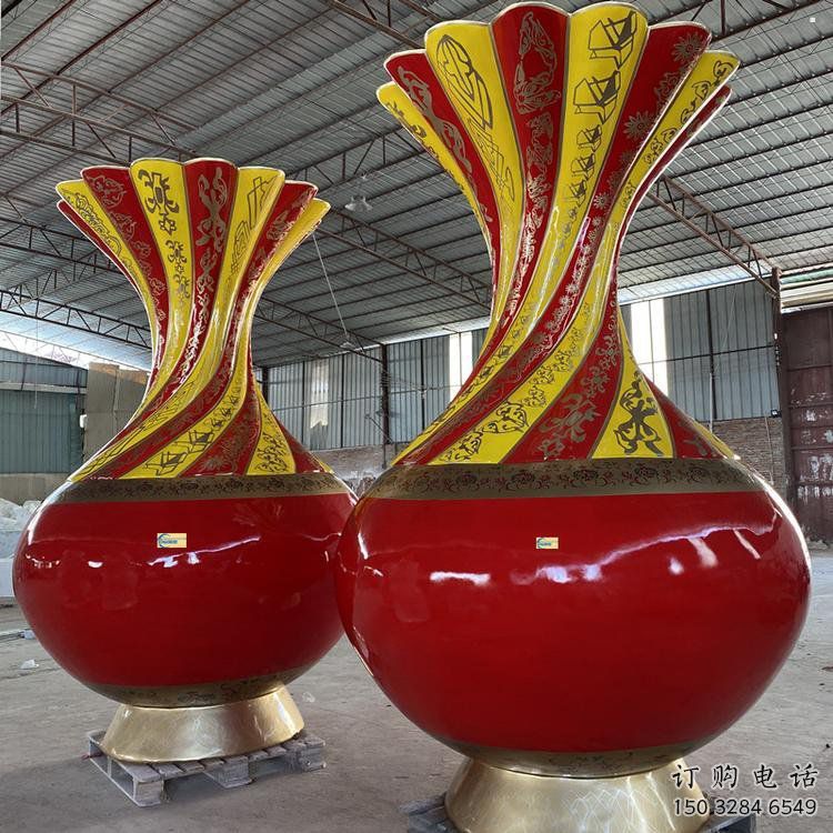 花瓶雕塑觀賞型，公園小品，景觀玻璃鋼花瓶雕塑常用