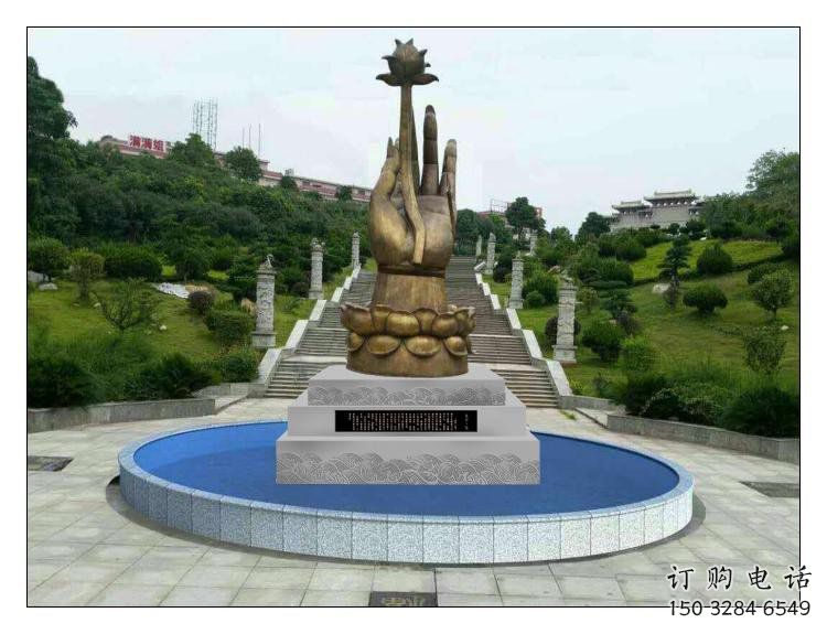 手拈花雕塑生產，城市裝飾，不銹鋼手拈花雕塑選定