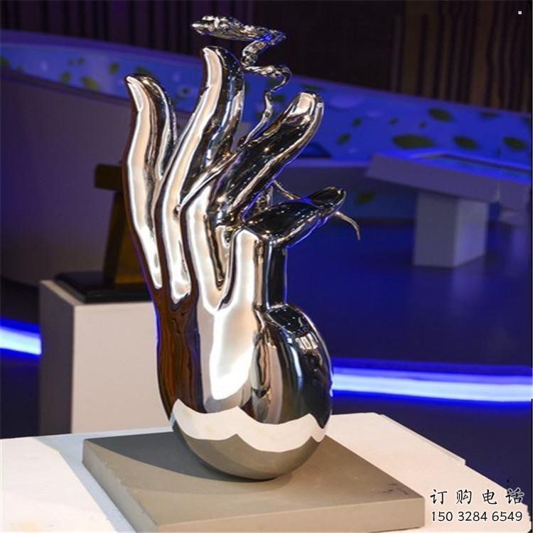 手拈花雕塑預(yù)定，露天雕塑，廣場(chǎng)不銹鋼手拈花雕塑制作