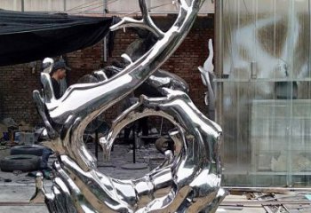 制造波浪雕塑廠家，地標擺件，不銹鋼波浪雕塑訂做