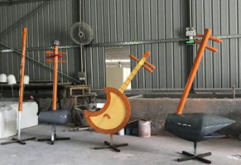 二胡雕塑生產(chǎn)，水景雕塑，不銹鋼二胡雕塑定制