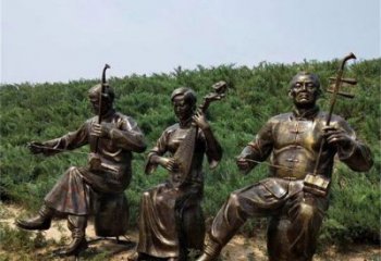 拉二胡雕塑訂做，街景小品，戶外民俗人物雕塑制作