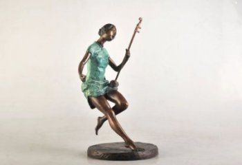 拉二胡雕塑精品，標識雕塑，小區民俗人物雕塑供給