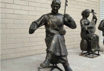 拉二胡雕塑選用，廣場雕塑，民俗人物雕塑廠家選用