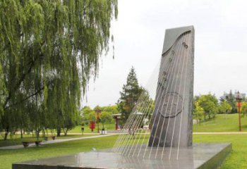 彈古箏雕塑定價，村標概念，公園雕塑景觀選用