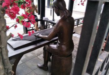 彈古箏雕塑供給，景區雕塑，民俗人物雕塑優選